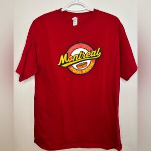 Montreal Pool Room Red Graphic Crewneck T-Shirt Size L
